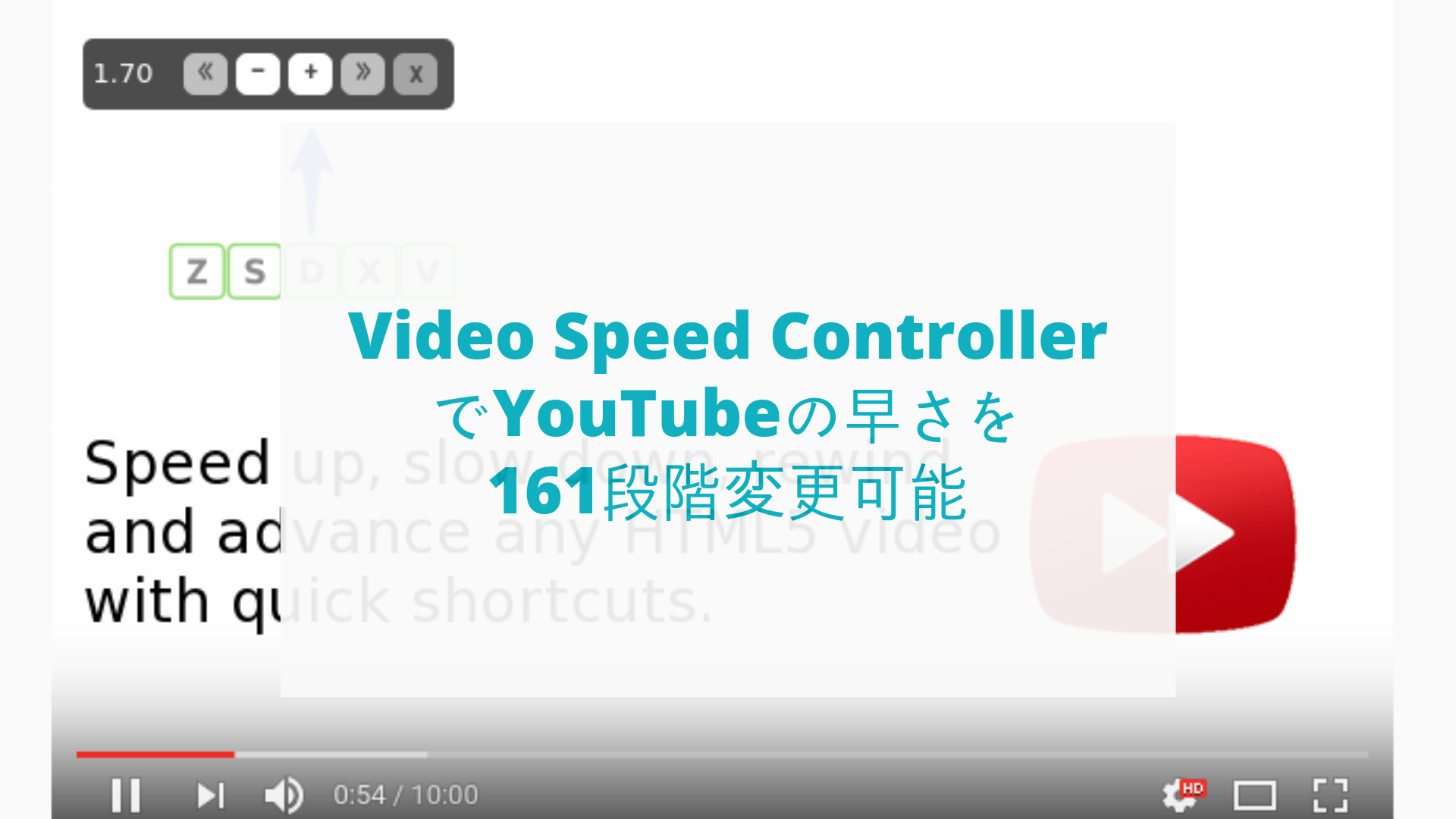 Video Speed Controllerでyoutubeの早さを161段階変更可能にする